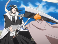 Byakuya asks why Ichigo wants to save Rukia.