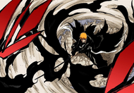 Ichigo uses Getsuga Tenshō on Grimmjow.