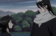 Byakuya tells Rukia to not mind treating his injuries.