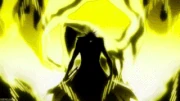 La pression spirituelle de Kenpachi prend la forme d'un crâne affamé avec une aura jaune