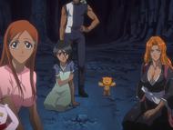 Kon protests Ichigo leaving him with the others.