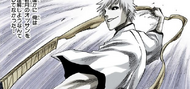 Zangetsu pulls back Zangetsu during his usage of Deadly Darts.