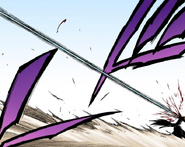 Ichigo's shoulder is blasted through by Byakurai.