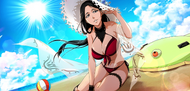 Unohana wearing a swimsuit.