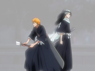 Byakuya uses Senka on Ichigo.