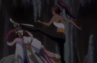 Yoruichi kicks Tobiume.