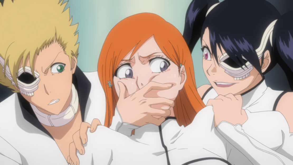 Menoly and Loly grabbing Orihime. 