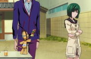 Kon offers Nozomi as skewer from the barbecue