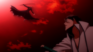 Ichigo pounces on Aizen.