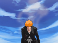 Kariya turns to ashes behind Ichigo.