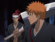 Renji requests that Ichigo let him fight Gesell alone.