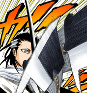 Byakuya's Zanpakutō is bound by Renji's Shikai, Zabimaru, before he can release it.