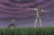 Orihime stands before Muramasa.