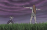 Orihime stands before Muramasa.