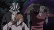 Isshin and Urahara catch Sado and Orihime.