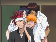 Uryū and his friends are alerted when Renji is called by Ririn.