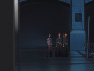 Renji and his friends look at a nearby display case.