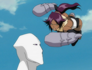 Yoruichi attacks Aizen