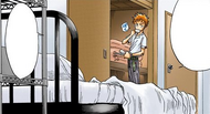 Ichigo looks for Rukia in his room.