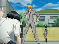 Karin collapses in front of Ichigo.