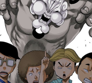 Bulbous G looms behind Kazuya, Kei, Ryohei, and Heita.