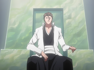 Aizen on his throne in Las Noches.