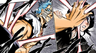 Grimmjow charges a Cero against Rukia's head.