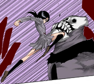 Rukia knees Shrieker in the head.