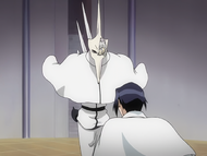 Uryū is confronted by Aisslinger Wernarr.