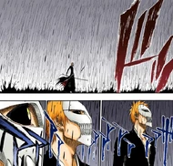 Ichigo experiences the black rain-like Reiatsu of Ulquiorra's released form.