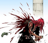 Renji bleeds profusely.