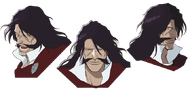 Yhwach's face from three different angles.