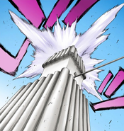 Gōkei violently crushes everything within its radius, destroying Aaroniero Arruruerie's palace in the process.