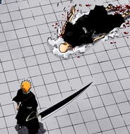 Ikkaku collapses in front of Ichigo.