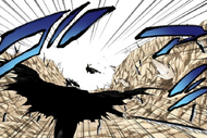 Zangetsu chases Ichigo across the Study Chamber.