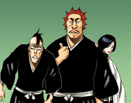 Retsu Unohana confronts Goteitaishi and his comrade.