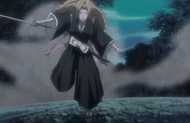 Rangiku runs away from the ash.