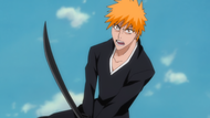 Ichigo points out the contradiction in Aizen's words.