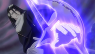 Byakuya's hand begins to glow.