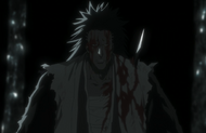 Kenpachi is stabbed by Unohana.