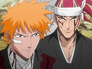 Ichigo and Renji prepare to fight Aizen together.