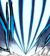 One set of Desgarrón dwarfs Ichigo Kurosaki and pushes him toward the ground.