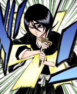 Byakuya prevents Rukia from cutting her own neck using Rikujōkōrō.