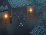 Hitsugaya and his subordinates are alerted to the presence of an intruder.