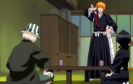 Ichigo, Rukia, and Urahara discuss the recent high school student attacks.