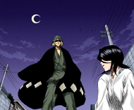 Kisuke Urahara approaches Rukia after she loses her powers.