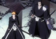 Ichigo i Isshin oglądają transformację Aizena