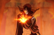 Shuren prepares to fire a flame bolt.