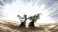 Byakuya pressures Ichigo during their clash.