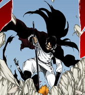 Yhwach stabs Ichigo Kurosaki in the neck.